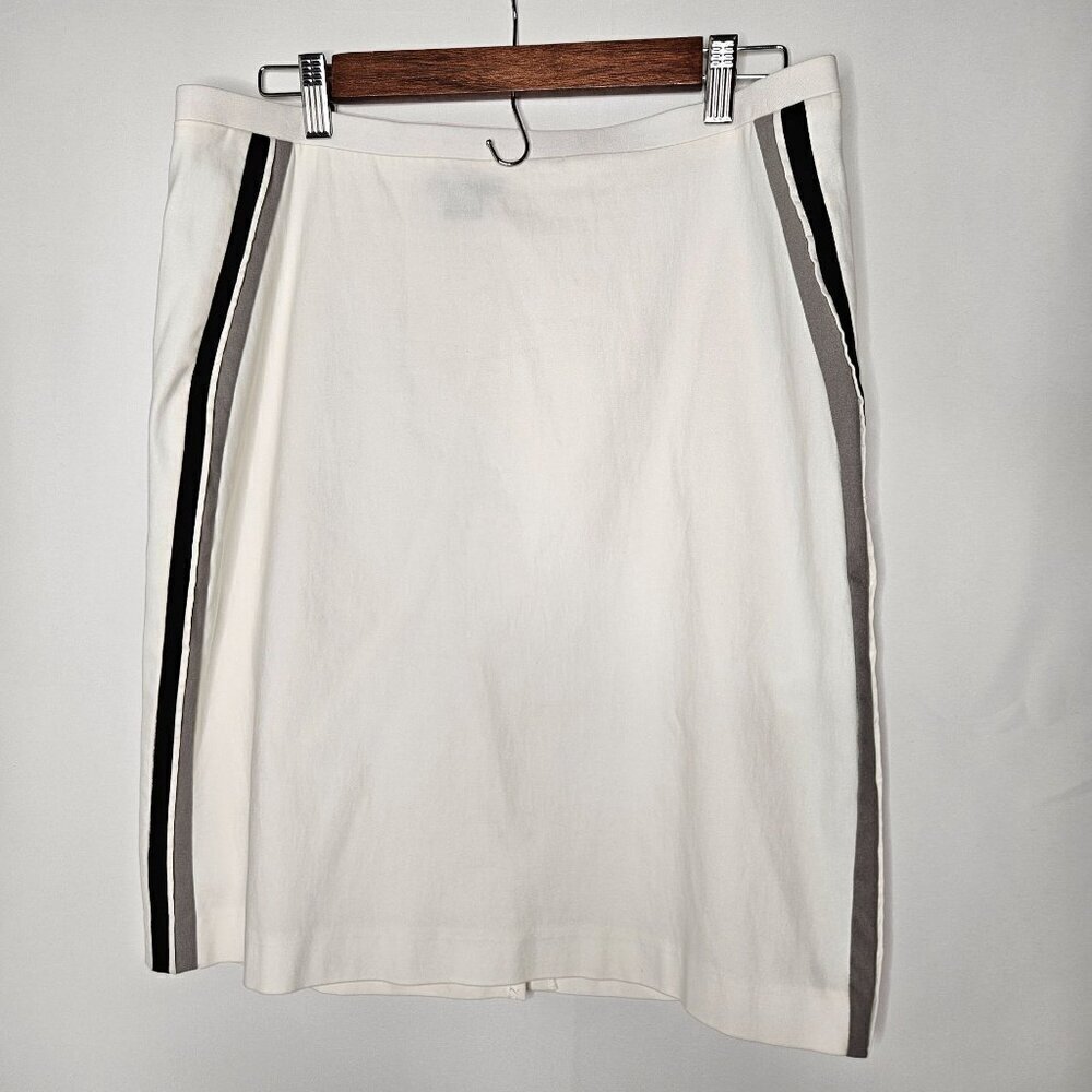 Pure Amici White Skirt Stripe Detail Side Sporty USA Made, Italian Fabric Large